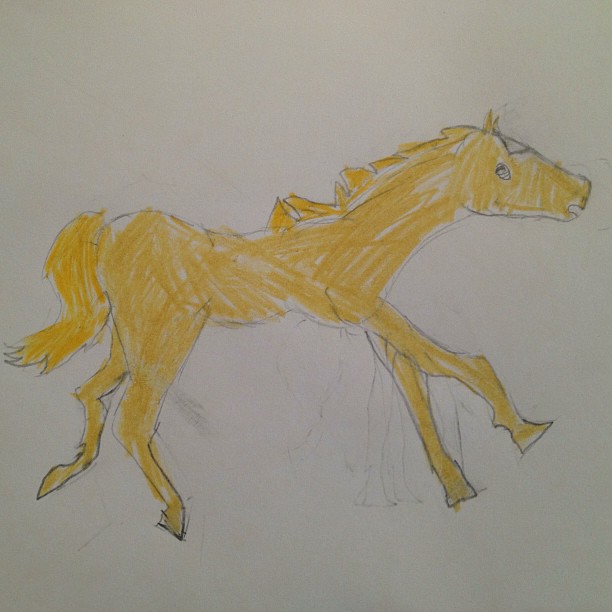 horse cantering drawing