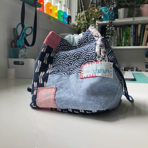 Photo of a handmade drawstring bag