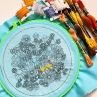 autumn flowers embroidery project